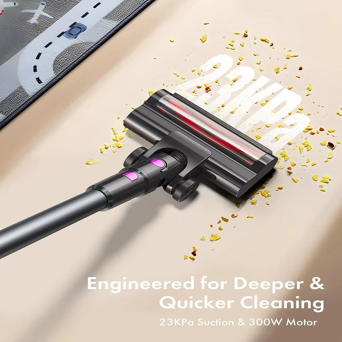 Cordless Vacuum Cleaner,23Kpa 48Mins Powerful Suction Vacuum LED Display,Lightweight Stick for Hardfloor/Carpet/Pet Hair